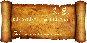 Káplár Emiliána névjegykártya